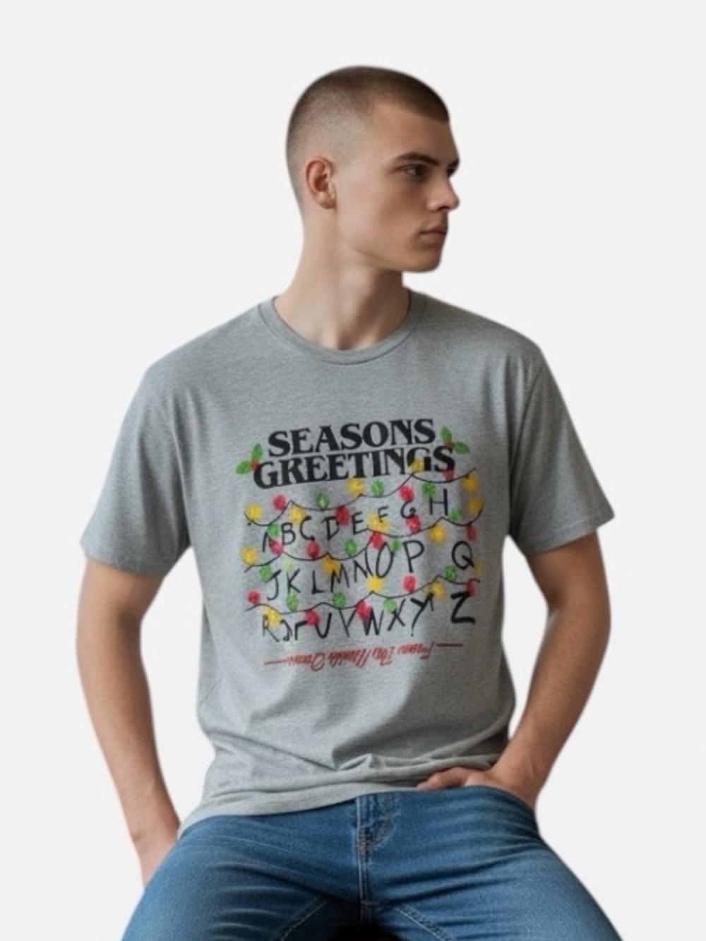 NETFLIX STRANGER THINGS “SEASONS GREETINGS FROM THE UPSIDE DOWN” TEE Size M